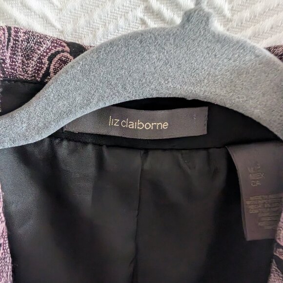 Liz Claiborne Purple Paisley Jacquard Blazer Snap Buttons Size Large Brocade - Picture 3 of 15